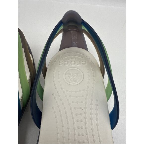 CROCS Womens sz 6W Jelly Sandal HUARACHE Strappy Ballet Flats Beach USED *READ.. - Picture 4 of 14